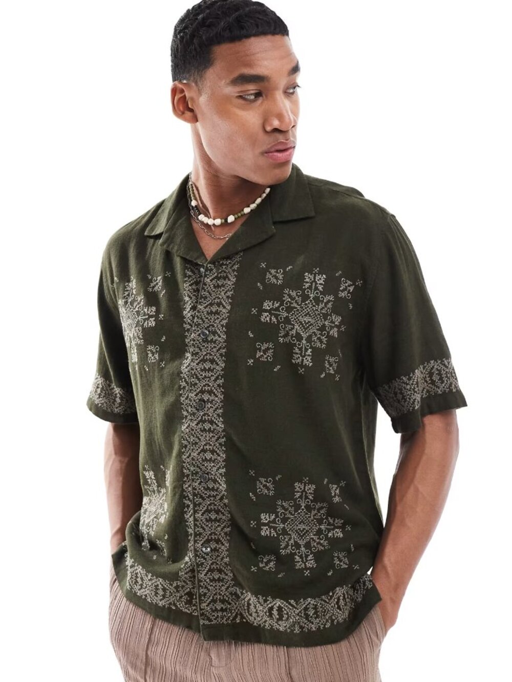 Abercrombie & Fitch embroidered linen shirt